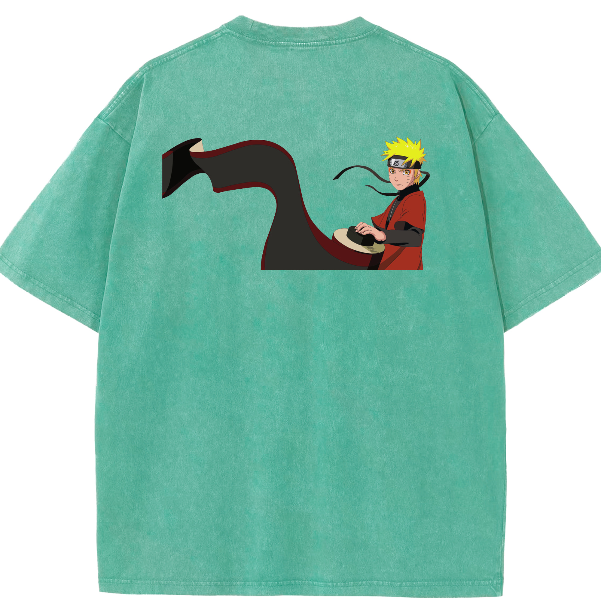 （画像用） NARUTO -ナルト- うずまき ナルト Uzumaki Naruto 綿100% ヴィンテージ風 半袖Tシャツ（背面プリント）